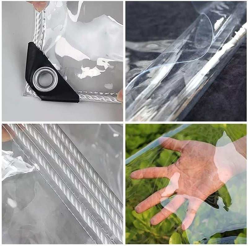 LC&QS Clear Tarp 8x16ft Clear Tarps Heavy Duty Water Resistant,14Mil Thickened Transparent Tear Resistant PVC Vinyl Tarpaulin Enclosurewith Grommets and Reinforced Edges for Patio,Porch and Outdoor - Image 5